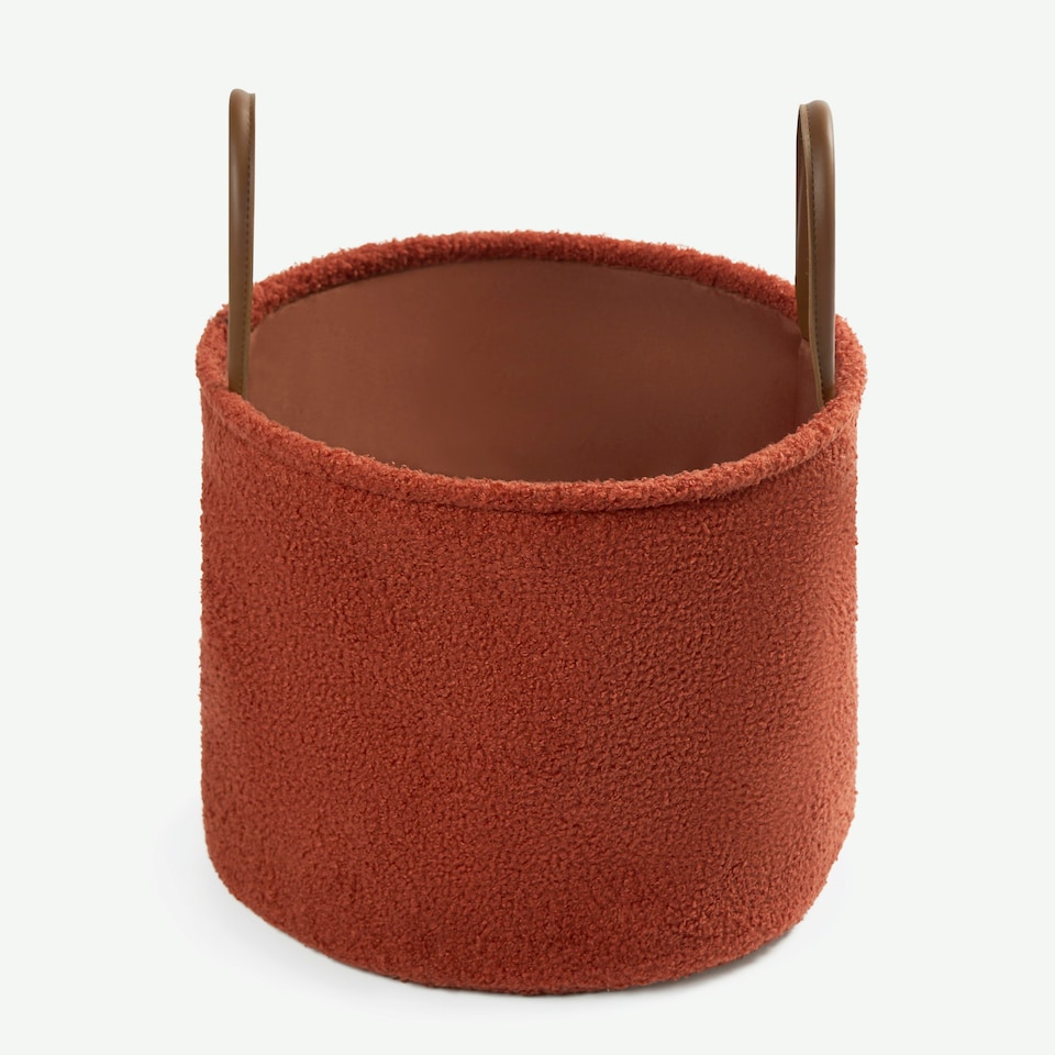 image 1 of OHS Teddy Fleece Boucle Toy Storage Organiser Clothes Laundry Basket Orange | Rust