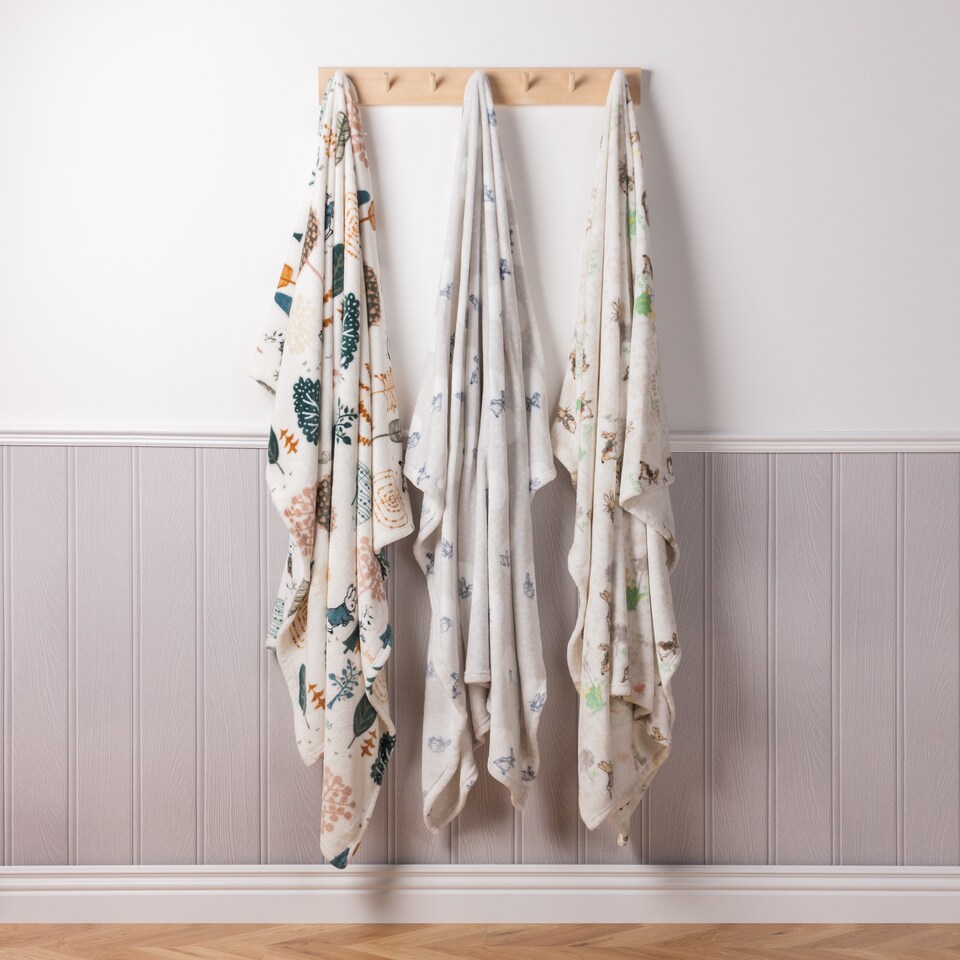 image 1 of Peter Rabbit Classic Printed Fleece Throw, Multicolour, 130 x 150cm