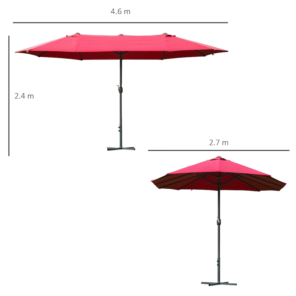 image 1 of Outsunny 4.6M Garden Patio Umbrella Canopy Parasol Sun Shade w/ Base Off White