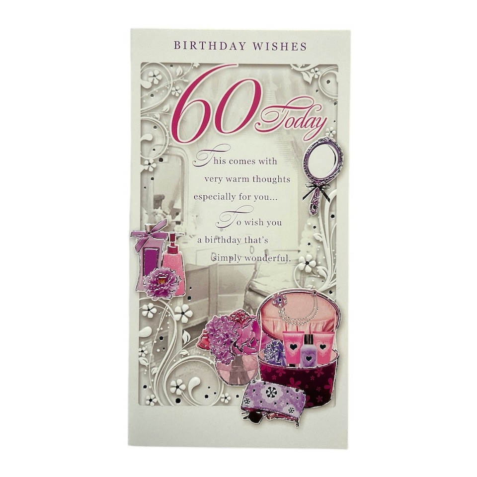 image 1 of Age 60 Female Perfume and Mirror Design Opacity Birthday Card