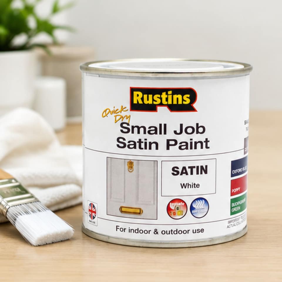 image 1 of Rustins Quick Dry Small Job Satin Paint White 250ml