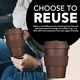 image 3 of Ecoffee Cup 6oz 180ml Reusable Eco-Friendly, Plant Based Coffee Cup with Silicone Lid & Sleeve, Spooky Action At A Distance | Brown | Spooky Action At A Distance