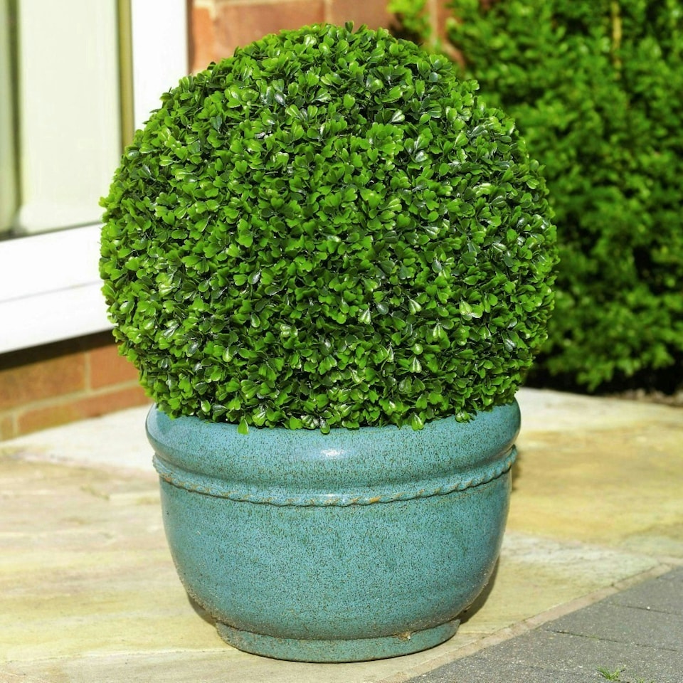 image 1 of Primrose The Little Buxus Ball Artificial Grass Topiary Ball with LEDs 28cm