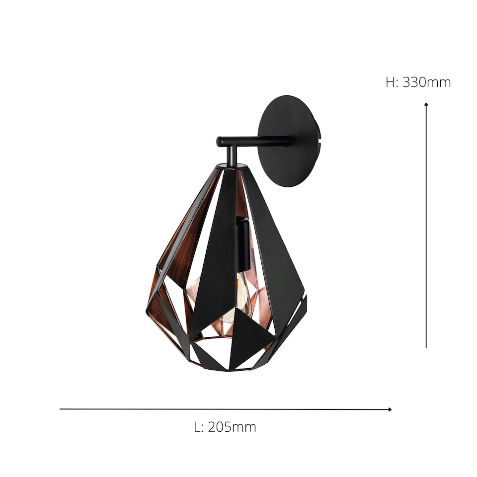 image 1 of EGLO Carlton 1 Industrial Vintage Wall Light WBS Black