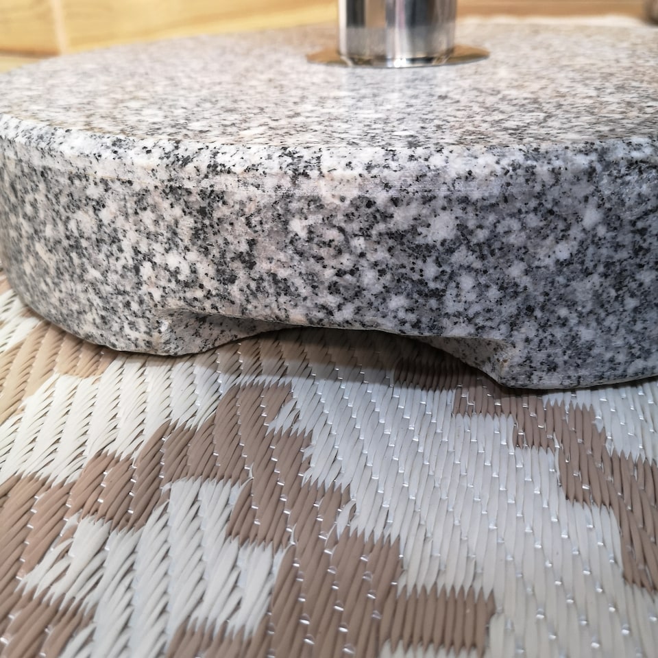 image 1 of 25kg Round Granite Garden Parasol / Umbrella Base Weight Stainless Steel Pole | Grey | Grey