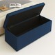 image 2 of 90cm Chesterfield Ottoman Storage Box, Sapphire Blue Plush Velvet Upholstered Blanket Box, End of Bed Bench, Deep Storage Chest