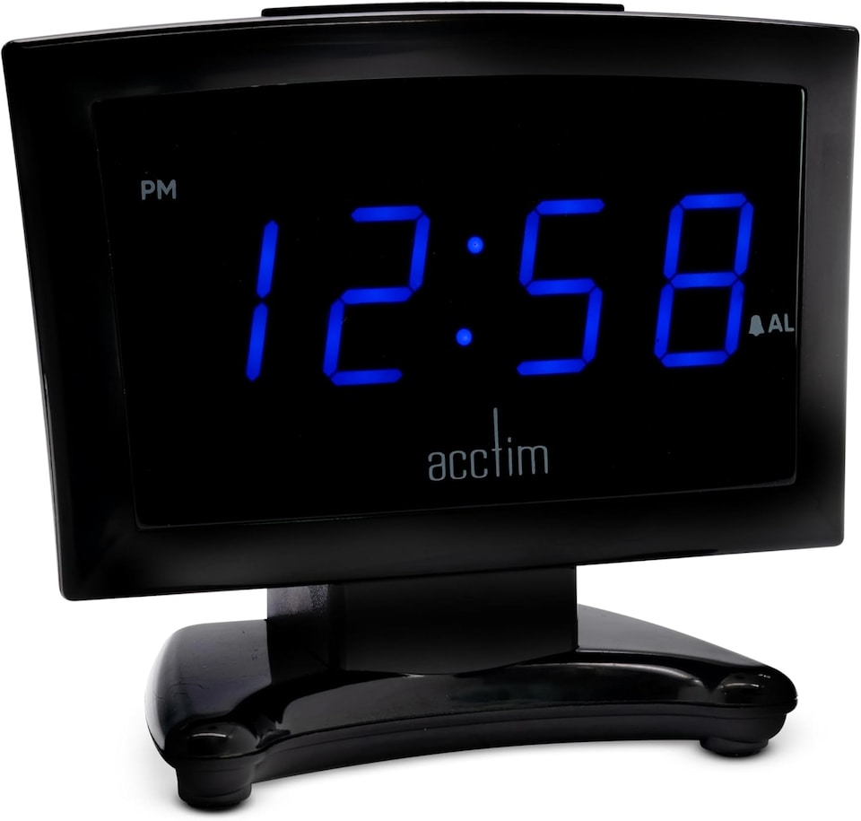 image 1 of Acctim Jenson LED Digital Alarm Clock in Black with USB-C Smart Connector Blue Display