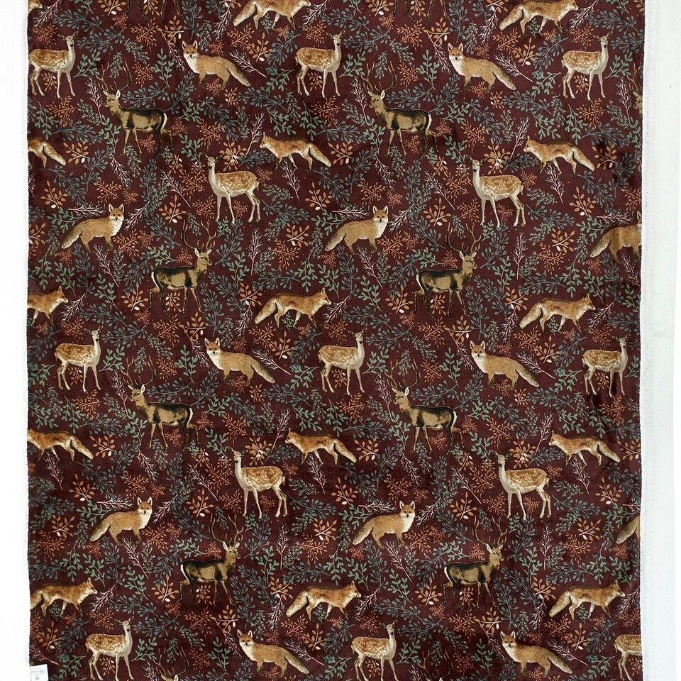 image 1 of Fox and Deer Soft Fleece Throw - 140 x 180cm Cosy Sherpa Blanket Blue | Navy
