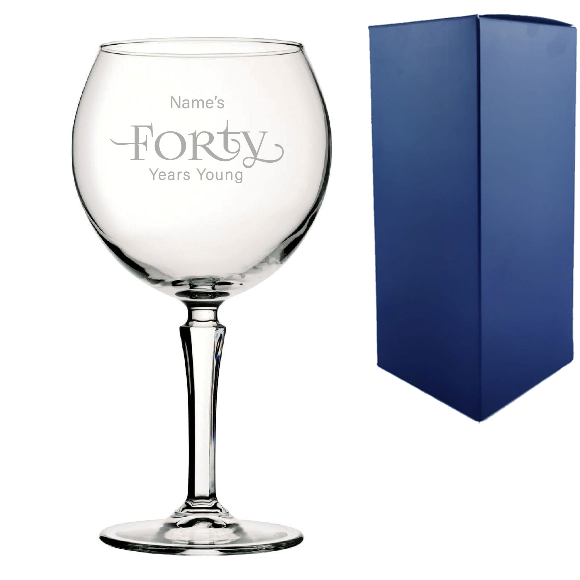 Uniqueful Personalised 40th Birthday Hudson Gin Glass Years Young Sweeping Font in Clear | Size: 50ml