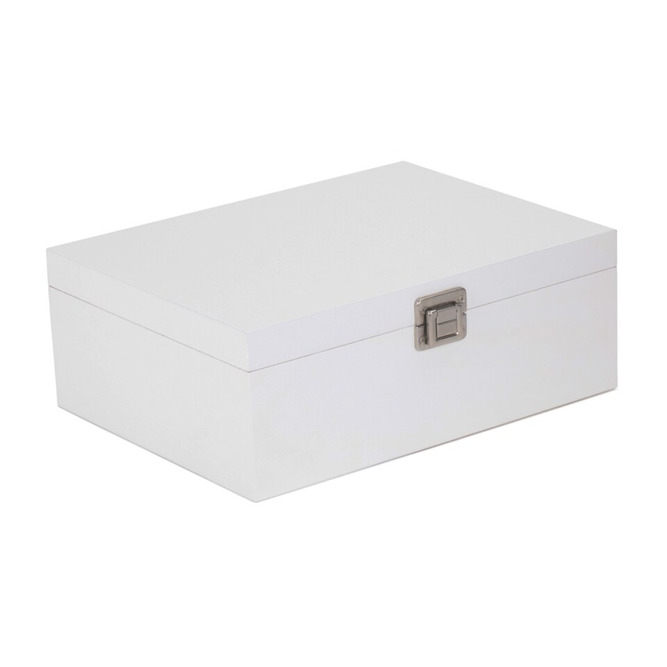 image 1 of 30cm White Wooden Storage Box