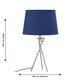image 8 of First Choice Lighting Set of 2 Tripod Table Lamps with Navy Cotton Fabric Shades Chrome | Blue