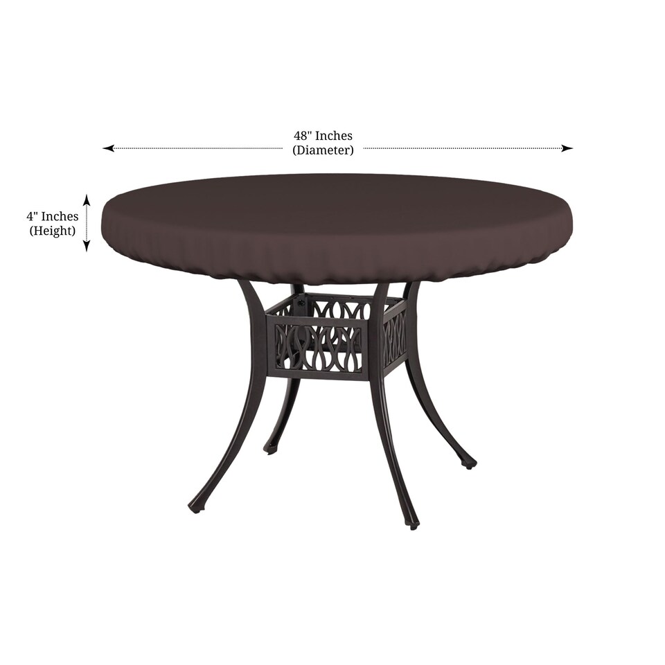image 1 of Covers&All Waterproof & UV-resistant Round Table Top Cover, 48 in Diameter x 4 in H, Coffee