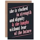image 1 of Quote She Dressed Strength Dignity Laughs Greetings Card