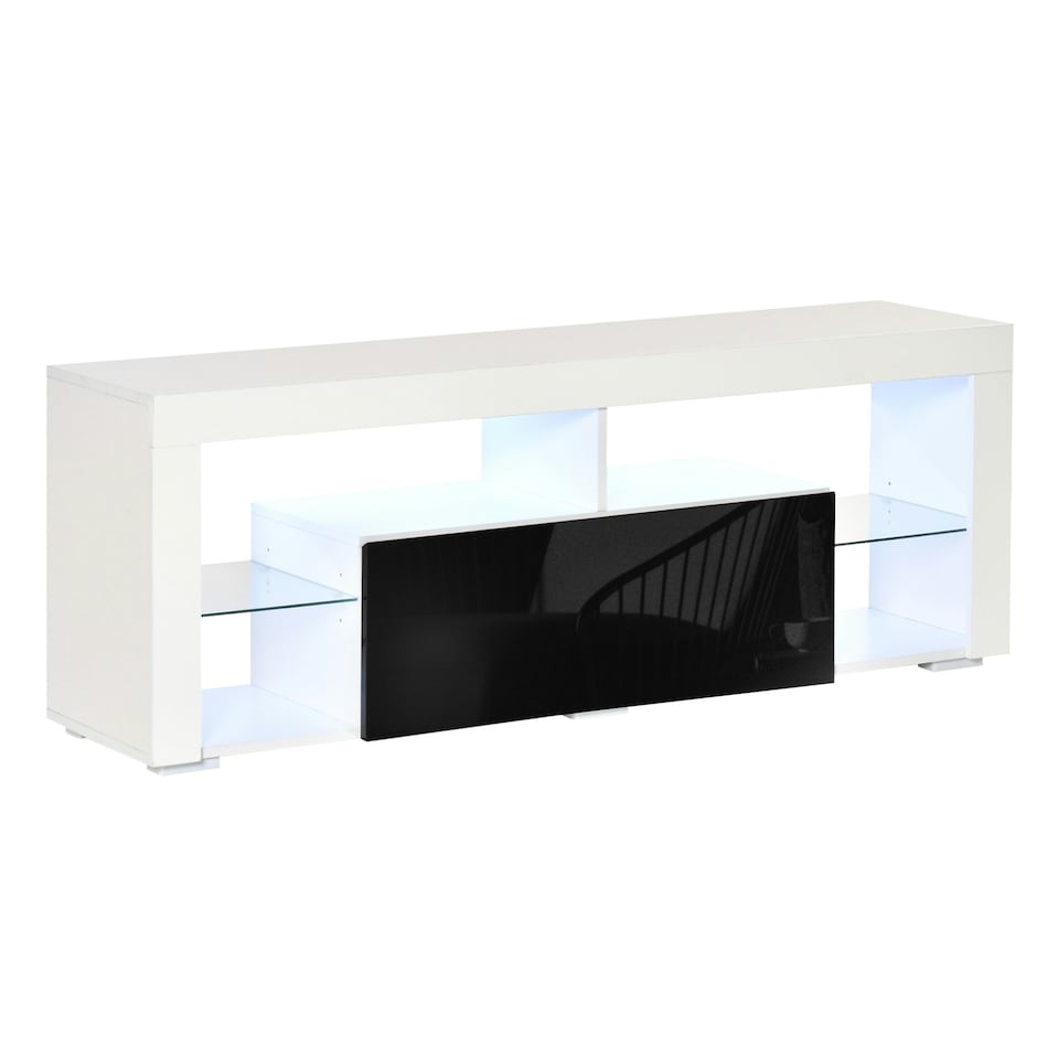 image 1 of HOMCOM 140cm TV Stand Cabinet High Gloss TV Stand Unit W/ LED RGB
