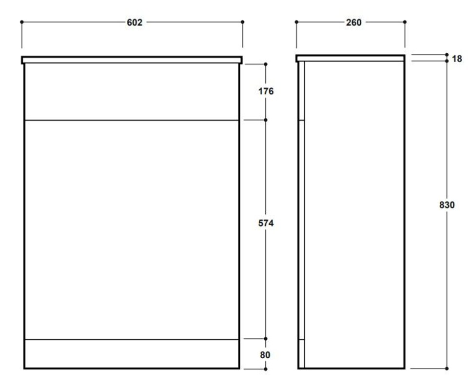 image 1 of Balterley Contemporary Square Floor Standing WC Unit Durable MFC Smooth | Grey | Soft Black | 830 x 602 x 260mm