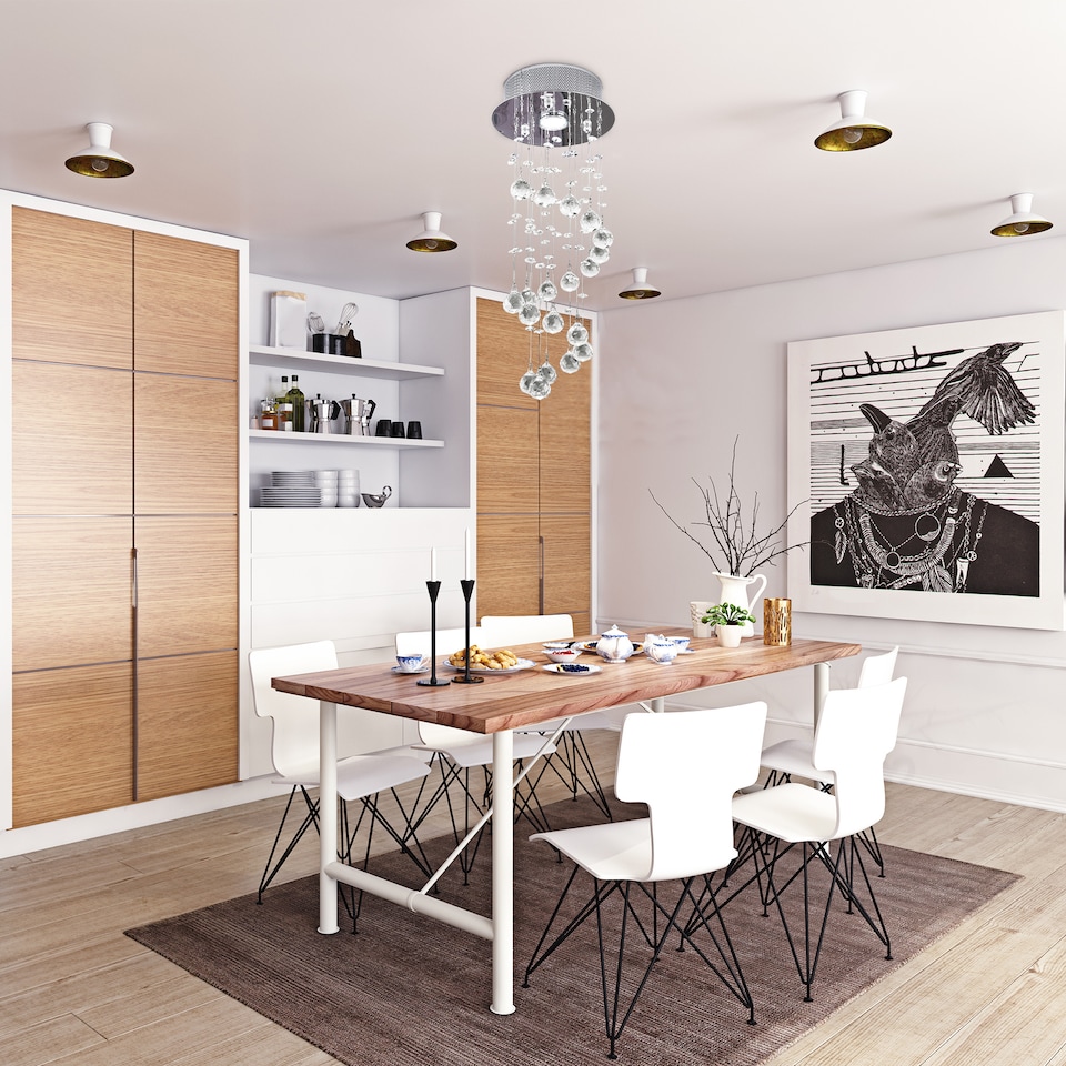 image 1 of HOMCOM Metal Crystal Ceiling Light Chandelier Elegant Pendant Lamp Living Room Stairway Stairway Spiral Rain Drop Pendant Lamp Silver