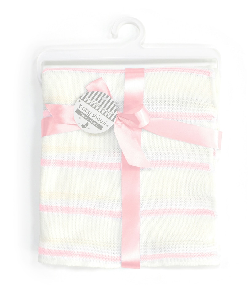 image 1 of Stripes Baby Shawl - 75cm x 100cm | Pink
