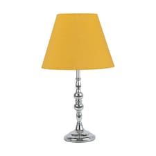 Chrome Table Lamp with Decorative Stem and Ochre Shade Chrome | Red