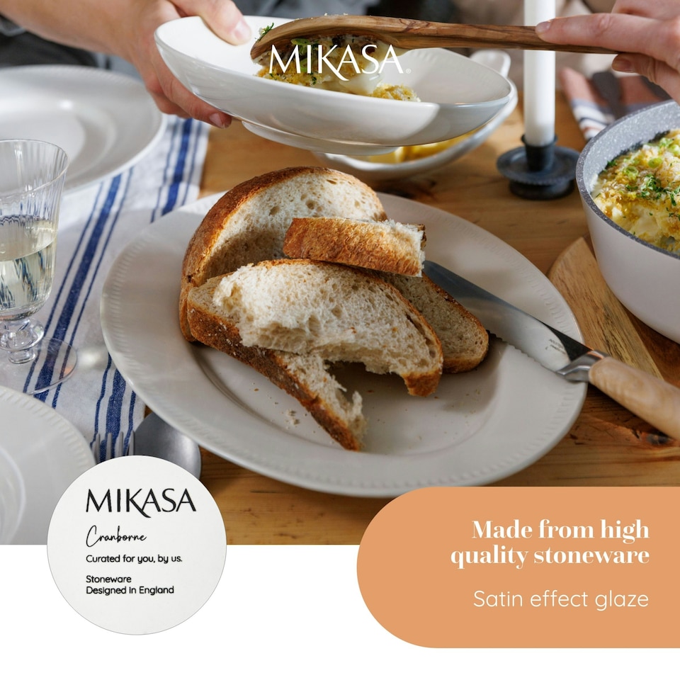 image 1 of Mikasa Serving Platter White Ceramic Oval 39cm