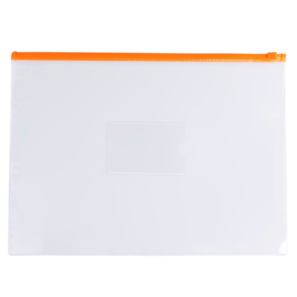 image 1 of Pack of 12 A4 Clear Zippy Bags with Orange Zip
