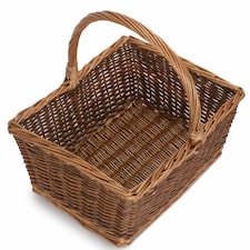 Large Rectangular Unpeeled Willow Shopping Basket | Brown | Brown