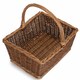 image 1 of Large Rectangular Unpeeled Willow Shopping Basket | Brown | Brown