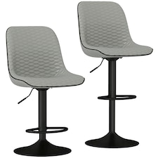 HOMCOM Set of 2 Bar Stools, Adjustable Swivel Breakfast Barstools, Grey 