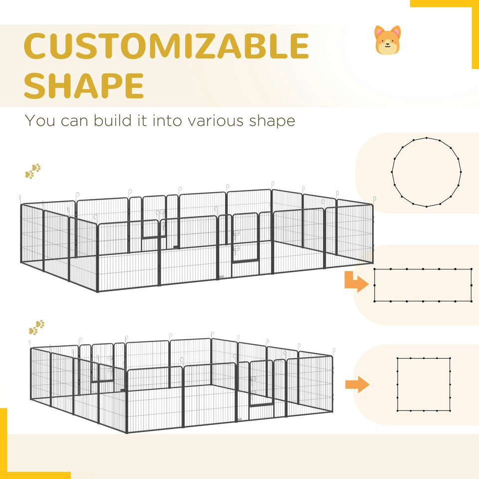 image 1 of PawHut 16 Panels Heavy Duty Puppy Play Pen for Small, Medium Dogs 80Hcm