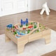 image 5 of Hooga Kids Activity Table Including 80 Piece Wooden Train Playset | Brown