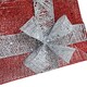 image 5 of Living and Home Square Christmas Tree Collar Skirt Decor with Bow Tie & Lights - Red