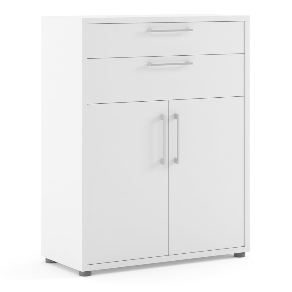 image 1 of Prima Bookcase 1 Shelf With 2 Drawers 2 Doors In White