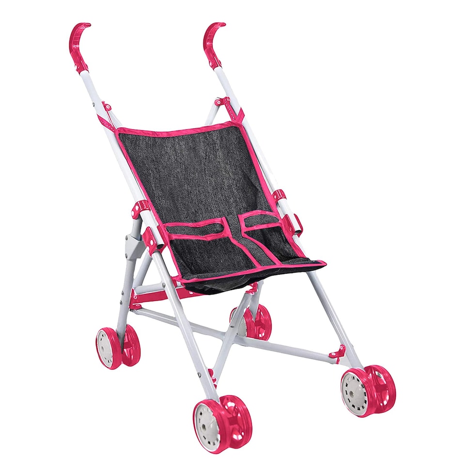 image 1 of BiBi Doll Pink & Black Foldable Dolls Buggy Stroller & Toy Pushchair for 20" Dolls
