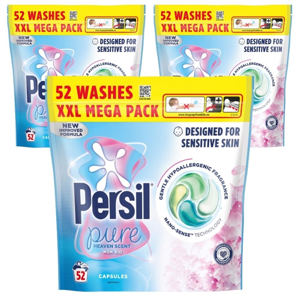 image 1 of Persil Non-Bio Capsules Pure Heaven Scent Assorted 52 Wash | Blue | 3 - Blue | 156 Washes | 3