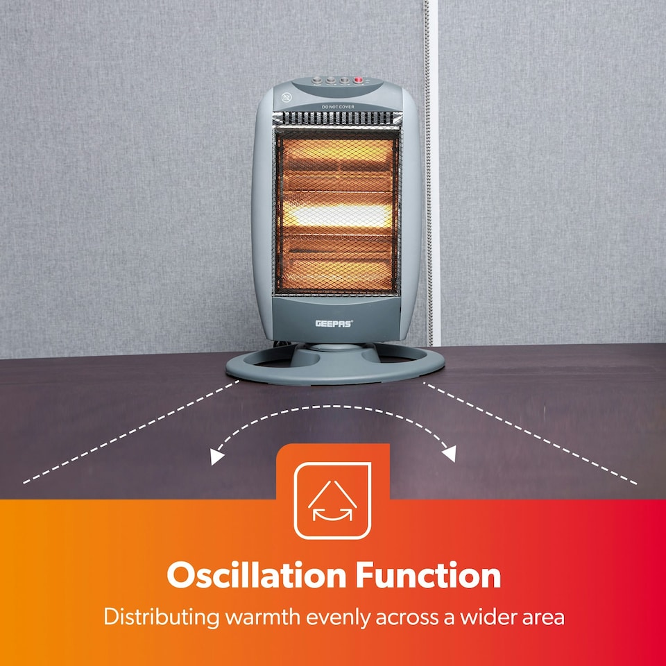 image 1 of GEEPAS 1200W Halogen Heater, Grey
