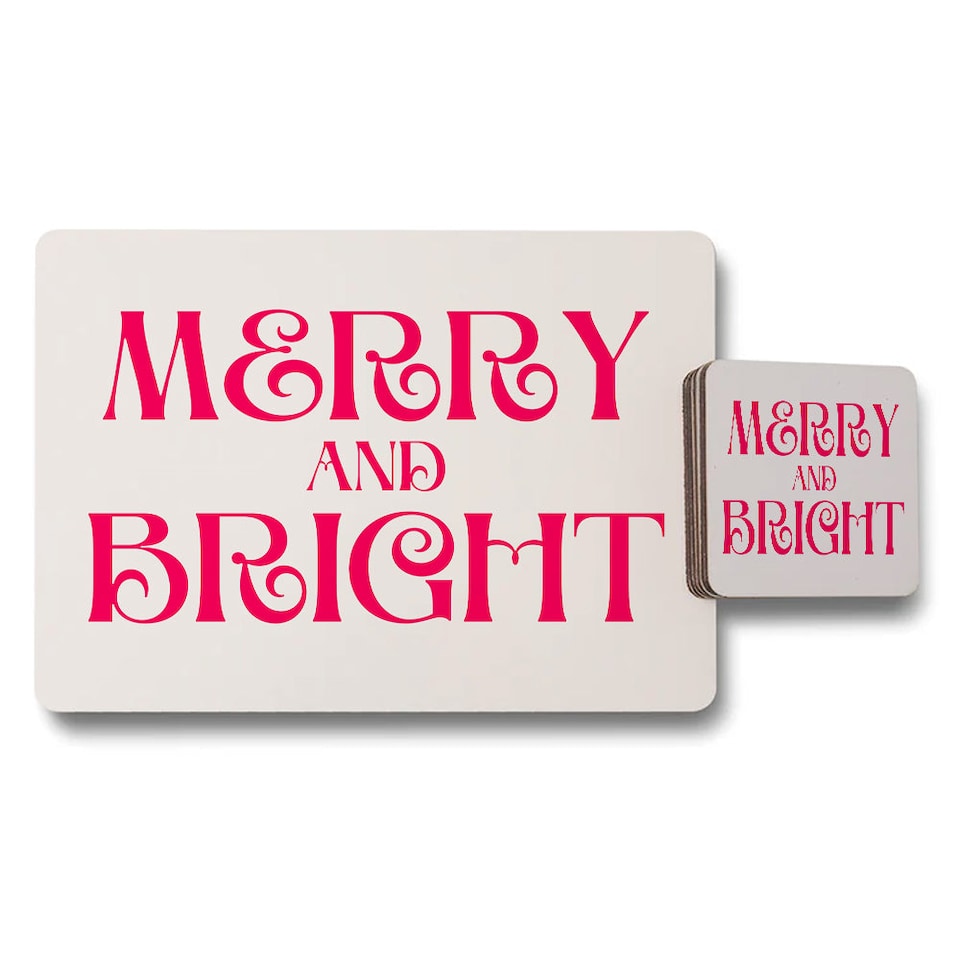 image 1 of Merry and Bright Placemats and Coaster Set for Holiday Tables