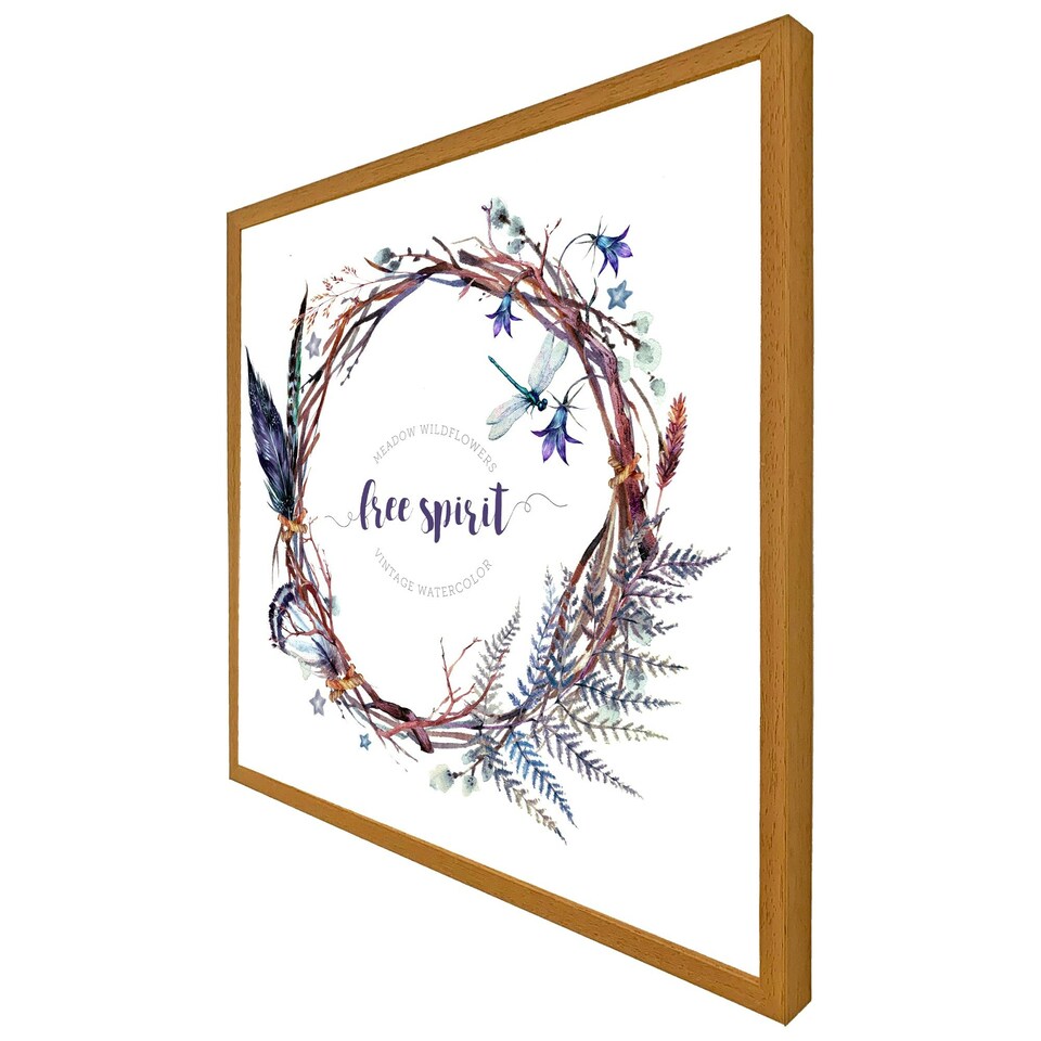 image 1 of Watercolour boho wreath (Picture Frame) Brown | Oak | L