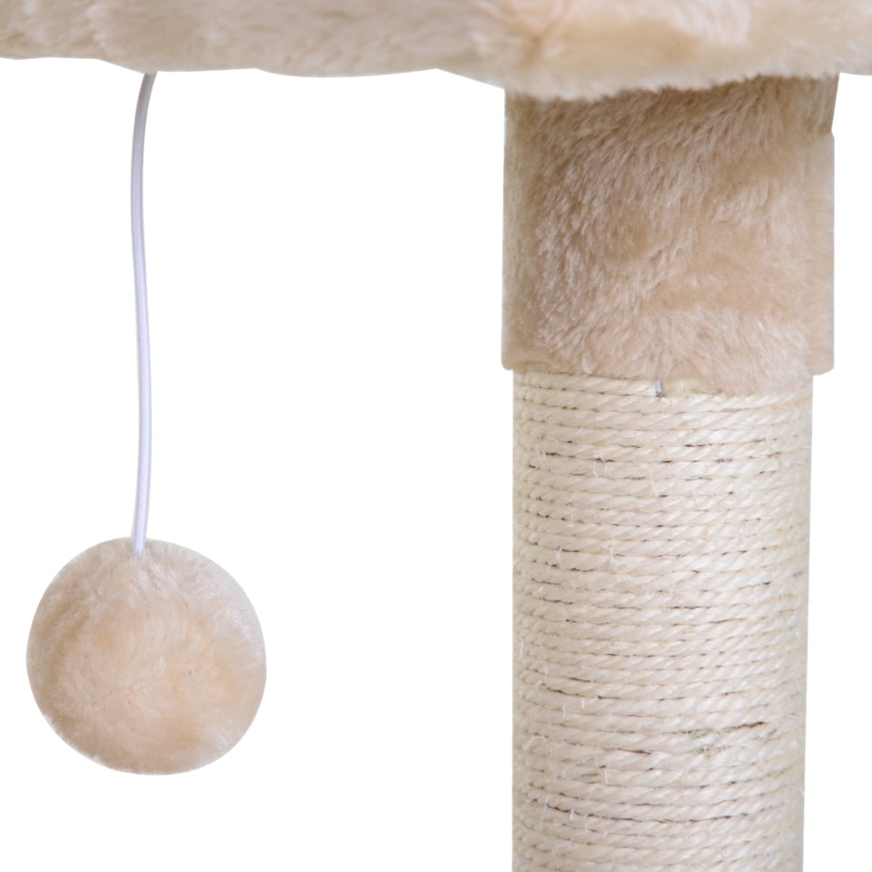 image 1 of PawHut Cat Tree Scratch Post with Bed Hammock Sisal for Indoor Cats