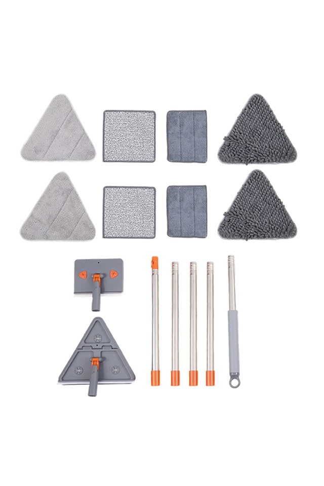 image 1 of Living and Home Wall Cleaning Mop Set with Adjustable Rod | Grey