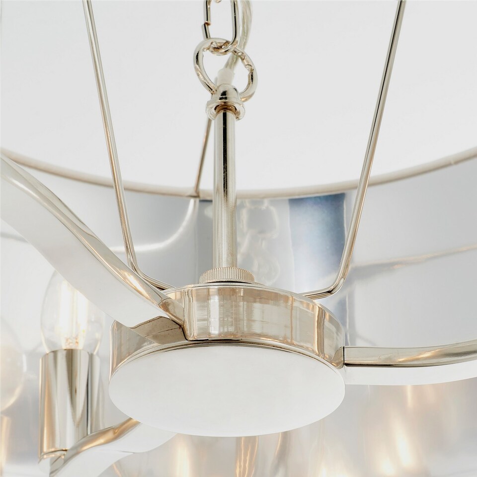 image 1 of Harvey Multi Arm Cylindrical Pendant Light Bright Nickel Plate, Vintage White Fabric