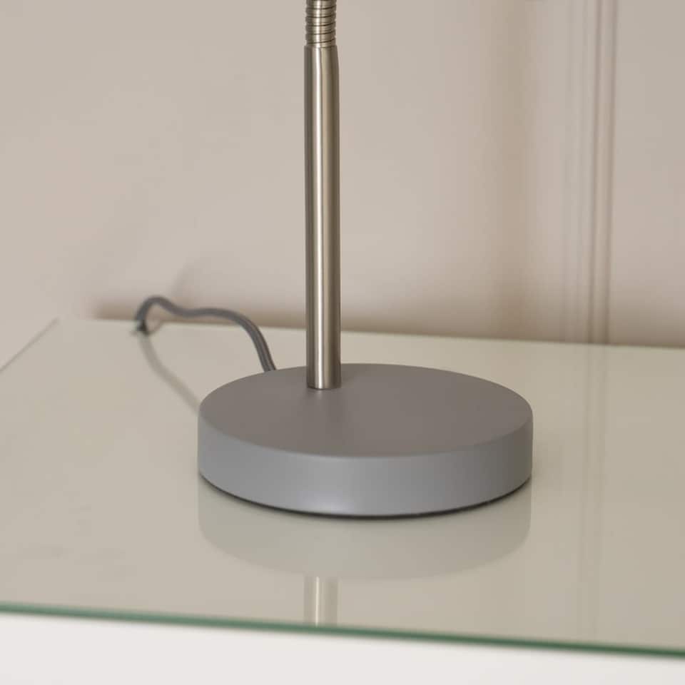 image 1 of ValueLights Keela Grey Adjustable Flexi Neck Desk Table Lamp with LED Bulb | Grey