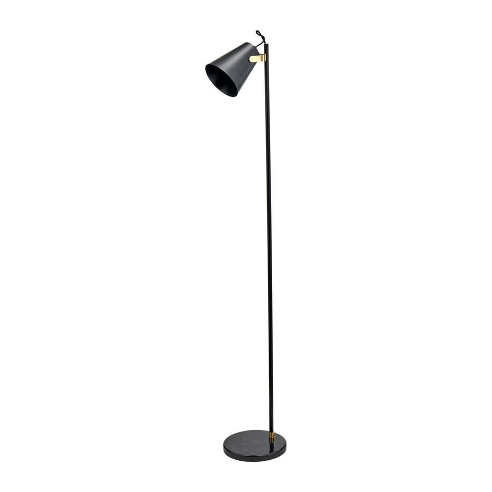 image 1 of Black and Brushed Brass Task Floor Lamp Black | Gold