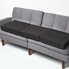 Homescapes Black Suede Orthopaedic Foam 3 Seater Booster Cushion | Black | Black | 150 x 50 x 10 cm