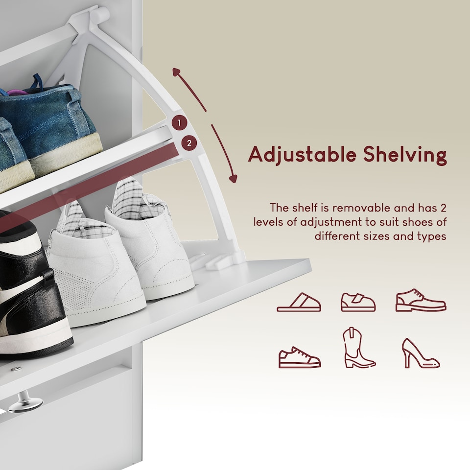 image 1 of Vida Designs 4 Drawer Shoe Cabinet Hallway Home Entrance Storage Unit - White & Oak