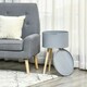 image 9 of Round Side Table Wood Nightstand with Hidden Storage Space Removable Tray Grey