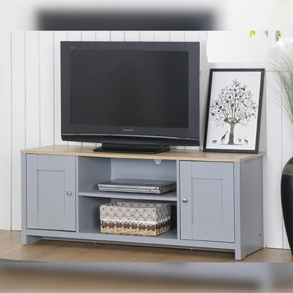 image 1 of Large Wooden TV Unit in Grey