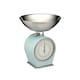 image 3 of 2pc Vintage Blue Kitchenware Set with Wall Clock and Mechanical Weighing Scales