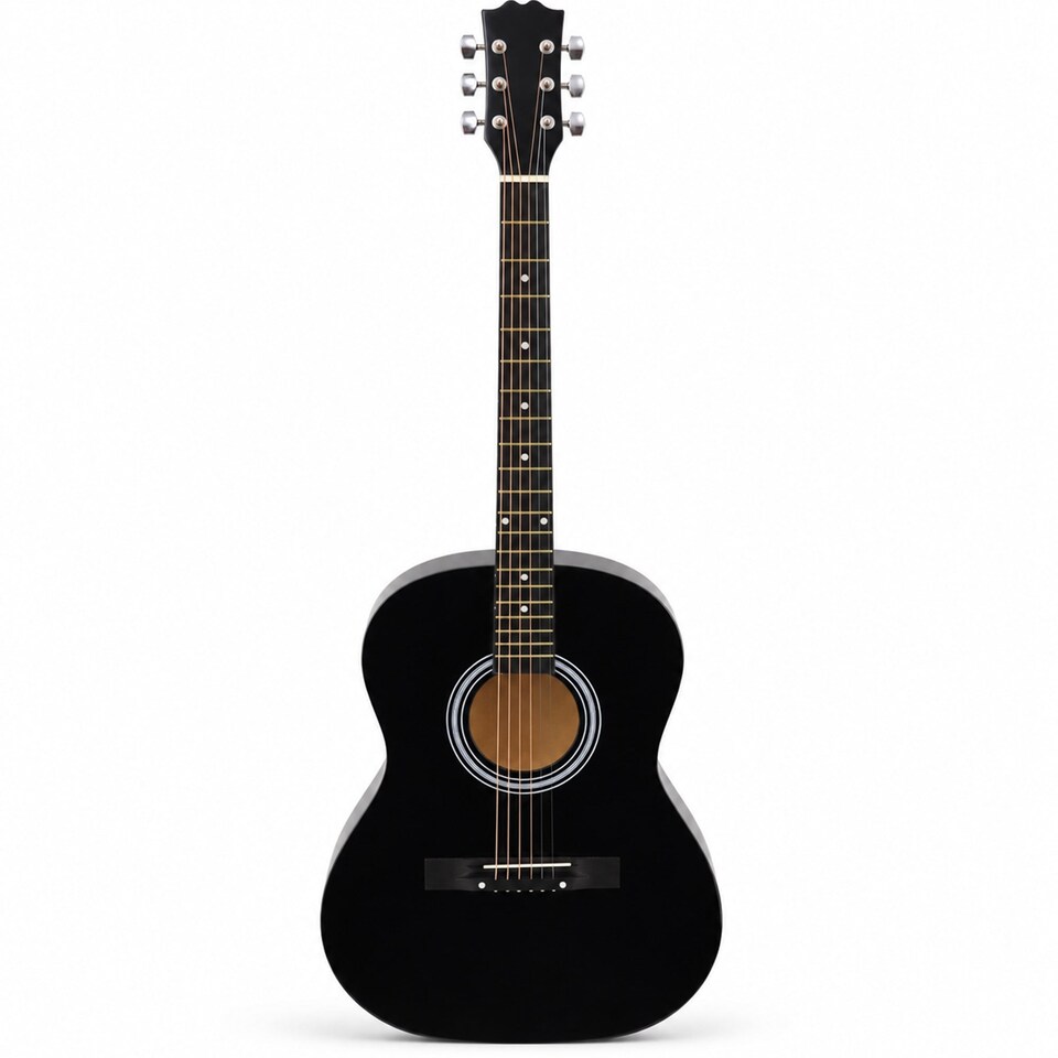 image 1 of Black 39 Inch Full Size 6 String Steel Strung Acoustic Guitar | Black
