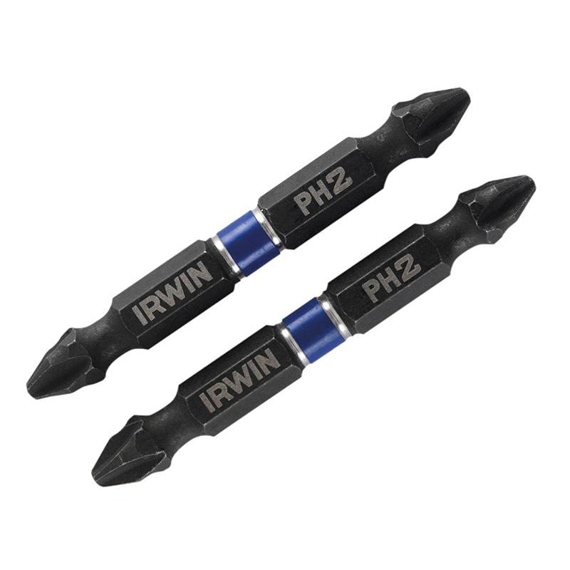 Irwin Impact Double-ended Screwdriver Bits Phillips Ph2 60mm (pack 2) - Multi Colour - PH2 60mm Pack of 2