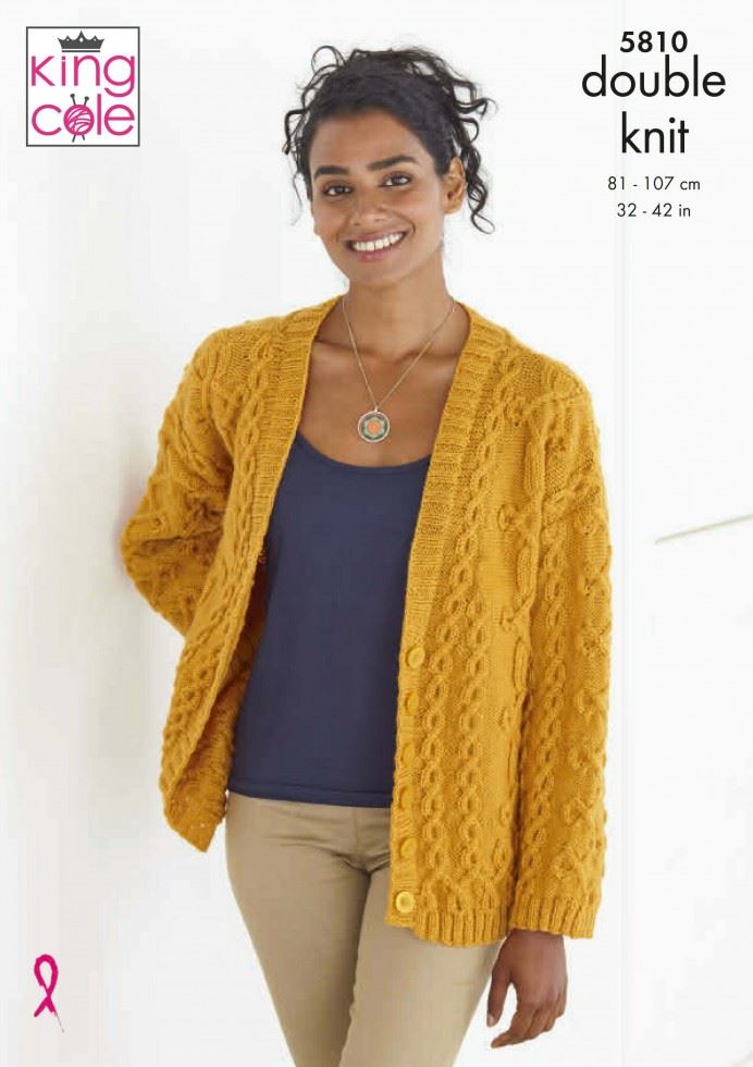 King Cole Merino Blend DK Knitting Pattern 5810, Cardigans and Sweaters for Women - 32 - 42 Inches