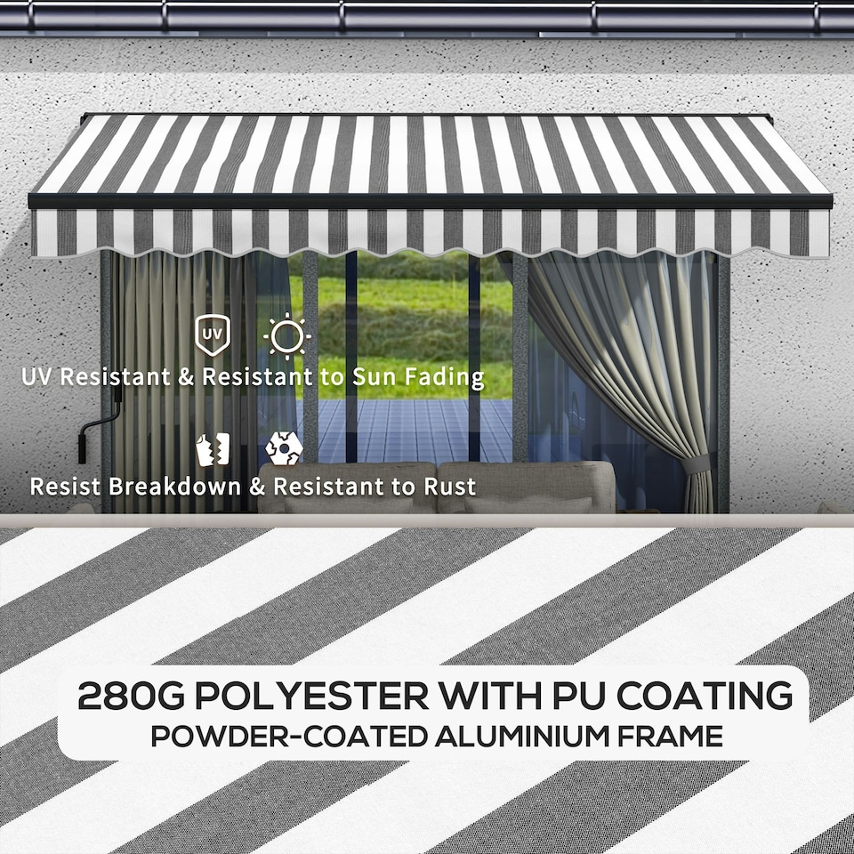 image 1 of Outsunny 3.5 x 2.5m Electric Retractable Awning, Aluminium Frame, Grey & White 